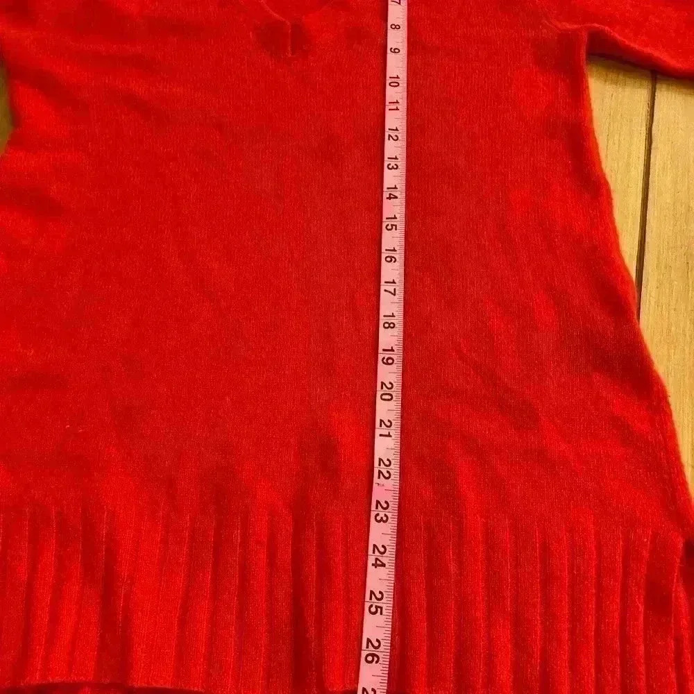Anthropologie Women's Sweater Pullover 100% cashmere Red V-neck sweater  XS-S - Picture 7 of 13